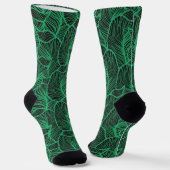 groene bladeren illustratie patroon  sokken (Gebogen)