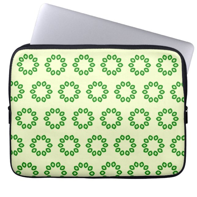 Groene bladeren in een cirkel op geel laptop sleeve (Voorkant)