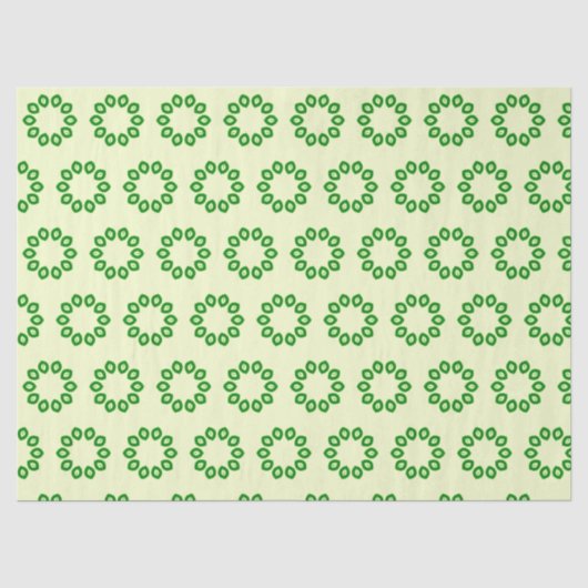 Groene bladeren in een cirkel op geel tissuepapier (Voorkant)