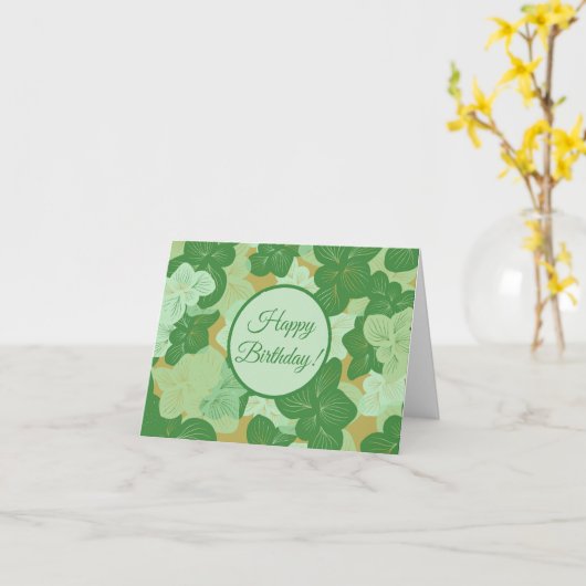  groene bladeren kaart (Gele Bloem)