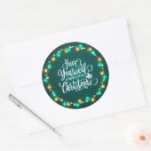 Groene bladeren & kerstverlichting | Sticker Seal (Envelop)