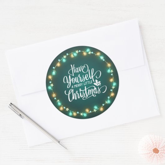 Groene bladeren & kerstverlichting | Sticker Seal (Envelop)