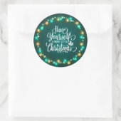 Groene bladeren & kerstverlichting | Sticker Seal (Tas)