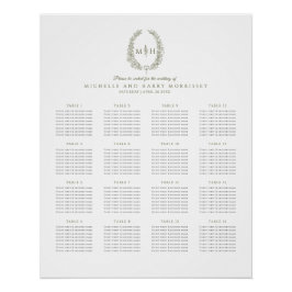 Groene bladeren krans bruiloft 16 tafel zitplaatse perfect poster