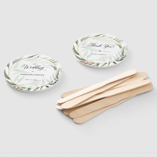 Groene bladeren krans bruiloft welkom handwaaier (Niet-gemonteerd)