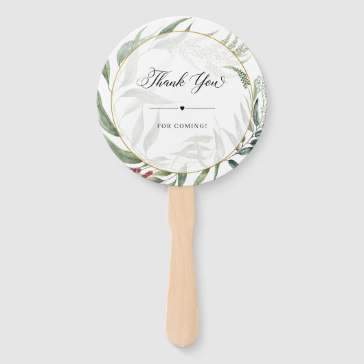 Groene bladeren krans bruiloft welkom handwaaier (Achterkant)