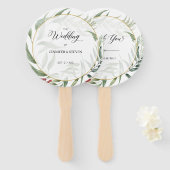 Groene bladeren krans bruiloft welkom handwaaier (Voorkant en achterkant)
