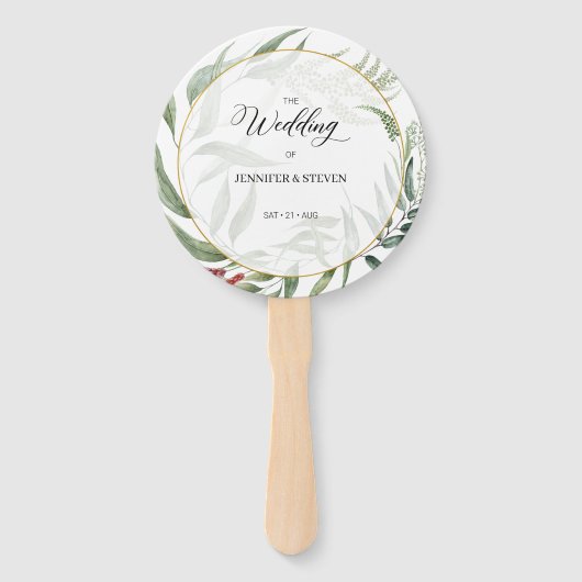 Groene bladeren krans bruiloft welkom handwaaier (Voorkant)