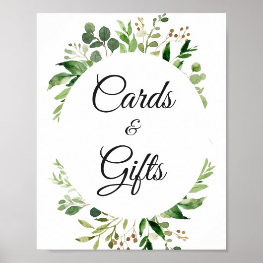Groene Bladeren Krans Kaarten en Cadeaus Bord Poster (Voorkant)