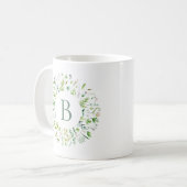 Groene bladeren krans koffiemok (Voorkant links)