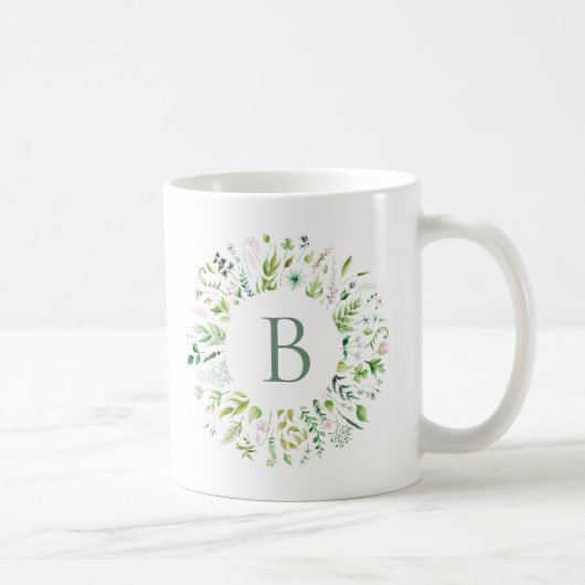 Groene bladeren krans koffiemok (Rechts)