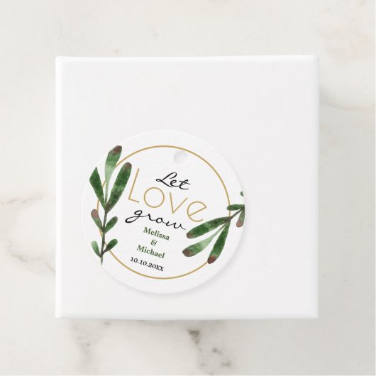 Groene bladeren Laat liefde groeien Bruiloft Dank  Bedankjes Labels (In situ)