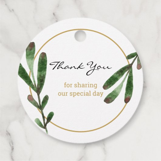 Groene bladeren Laat liefde sprankelen bruiloft da Bedankjes Labels (Achterkant)
