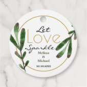 Groene bladeren Laat liefde sprankelen bruiloft da Bedankjes Labels (Voorkant)