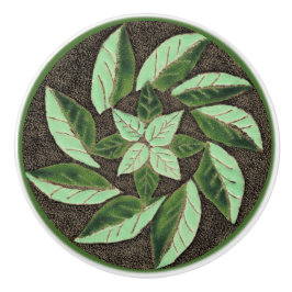 Groene bladeren Lade Trek Keramische Knop