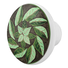 Groene bladeren Lade Trek Keramische Knop
