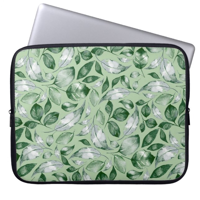 Groene bladeren laptop sleeve (Voorkant)