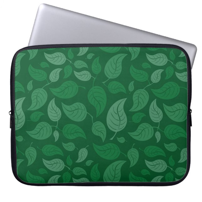 Groene bladeren laptop sleeve (Voorkant)