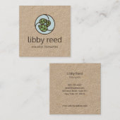 Groene bladeren Leaf Logo Designer Kraft Vierkante Visitekaartje (Voorkant / Achterkant)