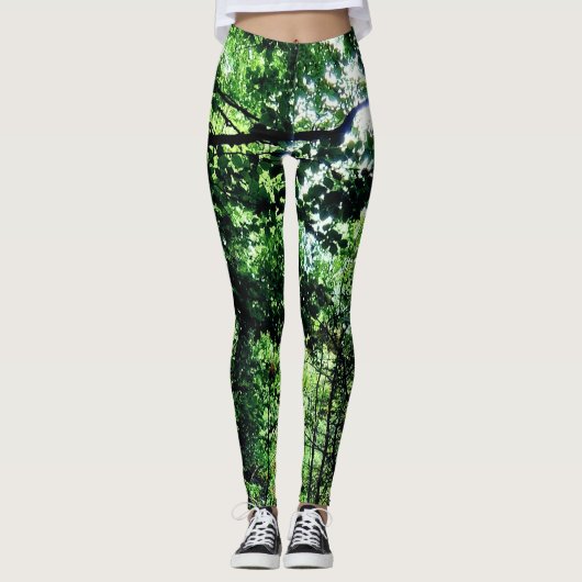 Groene bladeren leggings (Voorkant)
