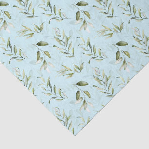 Groene Bladeren Lichtblauwe Baby Shower voor Jonge Tissuepapier