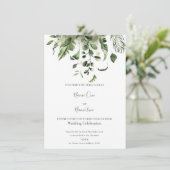 Groene bladeren lijst tuin huwelijksuitnodiging kaart (Staand voorkant)