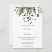 Groene bladeren lijst tuin huwelijksuitnodiging kaart (Voorkant)