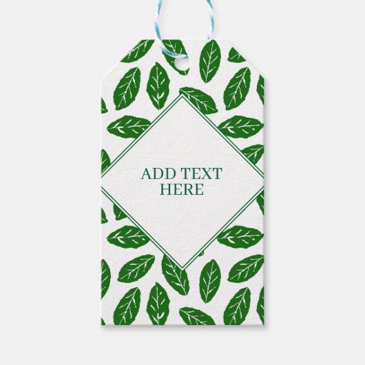 Groene Bladeren Lofbladpatroon Cadeaulabel (Voorkant)