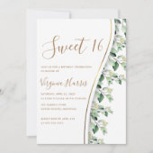Groene bladeren loof zoet zestien 16 verjaardag kaart (Voorkant)