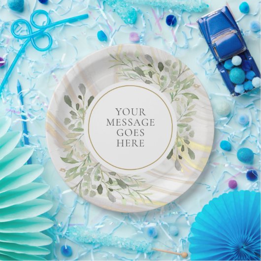 Groene Bladeren Marmer Werveling Feest Papieren Bordje (Feest)