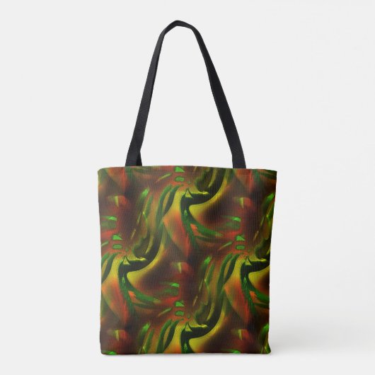 Groene bladeren met een uitsnijdende stijl met dig tote bag (Achterkant)
