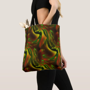 Groene bladeren met een uitsnijdende stijl met dig tote bag