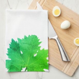 Groene bladeren met groene druiven theedoek