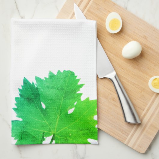 Groene bladeren met groene druiven theedoek (Quarter Fold)