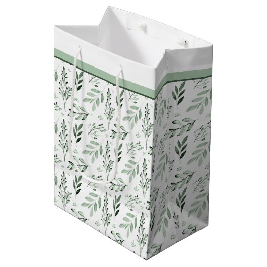 Groene bladeren middel grote cadeautas (Voorkant Gekanteld)