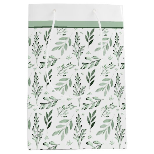 Groene bladeren middelgrote cadeau medium cadeauzakje (Voorkant)