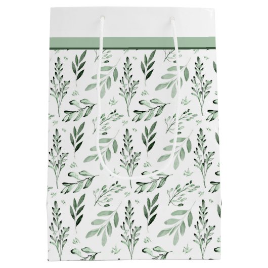 Groene bladeren middelgrote cadeau medium cadeauzakje (Achterkant)