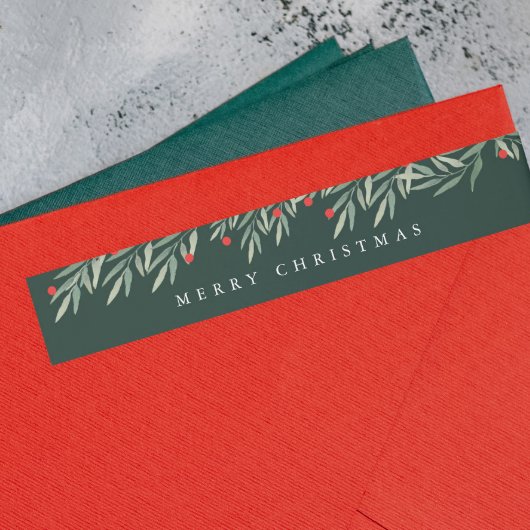 Groene Bladeren Moderne Kerst Retouradres