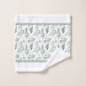 Groene bladeren monogram badhanddoek set bad handdoek (Wasdoekje)