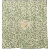 Groene Bladeren Monogram Morris Loof Calligrafie Douchegordijn (Voorkant)