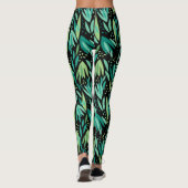 Groene bladeren naadloos patroon leggings (Achterkant)