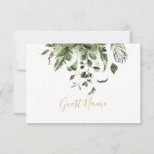 Groene bladeren naam plaatkaart kaart (Voorkant)