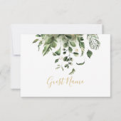 Groene bladeren naam plaatkaart kaart (Achterkant)