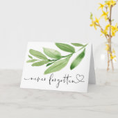 Groene bladeren nooit vergeten condoleance begroet kaart (Gele Bloem)