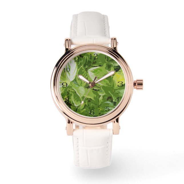 Groene Bladeren Olieverf, Horloge (Voorkant)