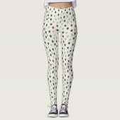 Groene bladeren op beige achtergrondpatroon leggings (Voorkant)