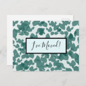 Groene bladeren op blauwe adreswijziging briefkaart (Voorkant / Achterkant)