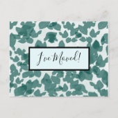 Groene bladeren op blauwe adreswijziging briefkaart (Voorkant)