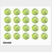 Groene bladeren op boom ronde sticker (Vel)