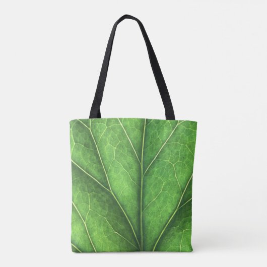 Groene bladeren op een canvas tas (Achterkant)